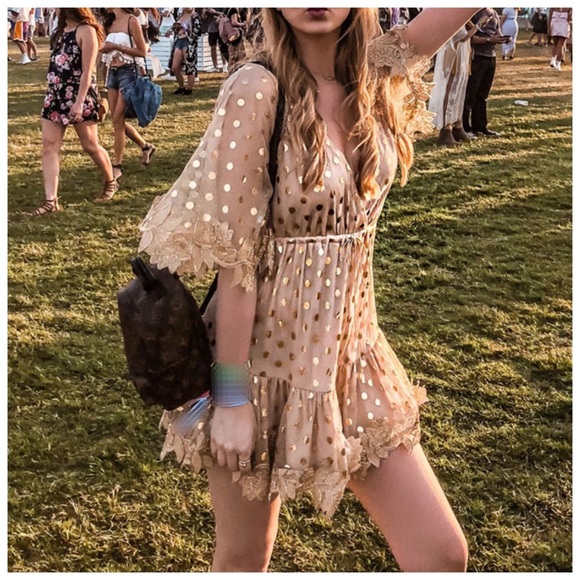 🌞 The AFTONY Metallic Gold Sheer Dress - Picture 3 of 8